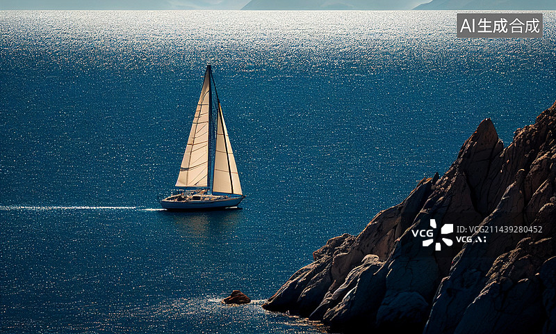 【AI数字艺术】AI生成的插图海上的帆船图片素材