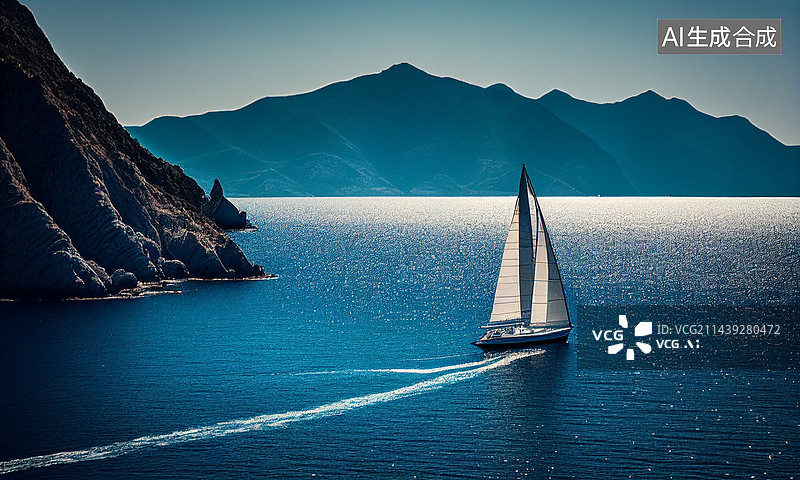 【AI数字艺术】AI生成的插图海上的帆船图片素材