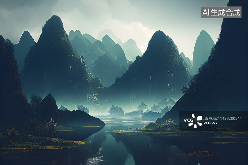 【AI数字艺术】美丽风景插画图片素材