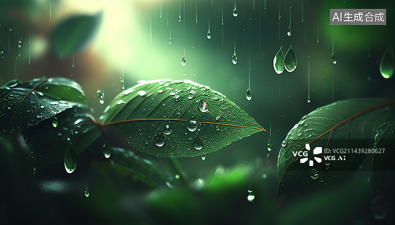 【AI数字艺术】AI生成的插图雨水图片素材