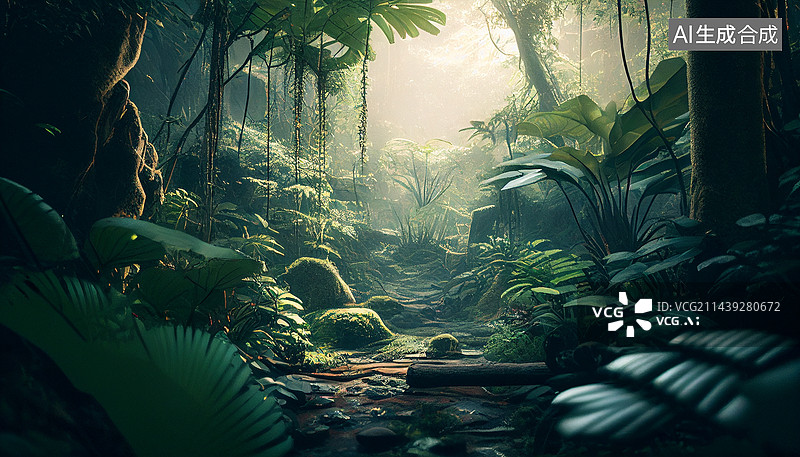 【AI数字艺术】AI生成的插画树林图片素材