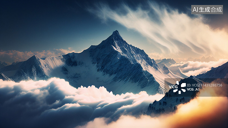 【AI数字艺术】AI生成的插画群山图片素材