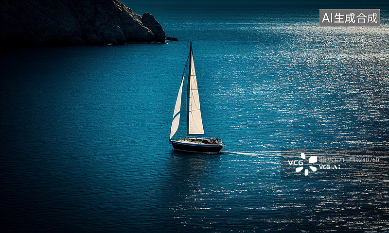 【AI数字艺术】AI生成的插图海上的帆船图片素材