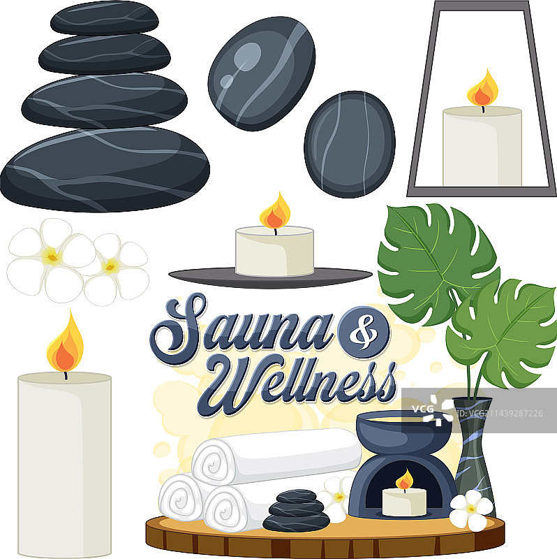 水疗桑拿护理元素合集图片素材