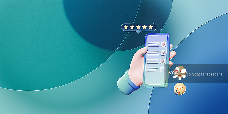 3D调查问卷评价反馈主题插画图片素材