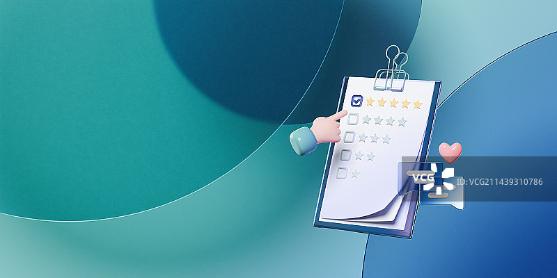 3D调查问卷评价反馈主题插画图片素材