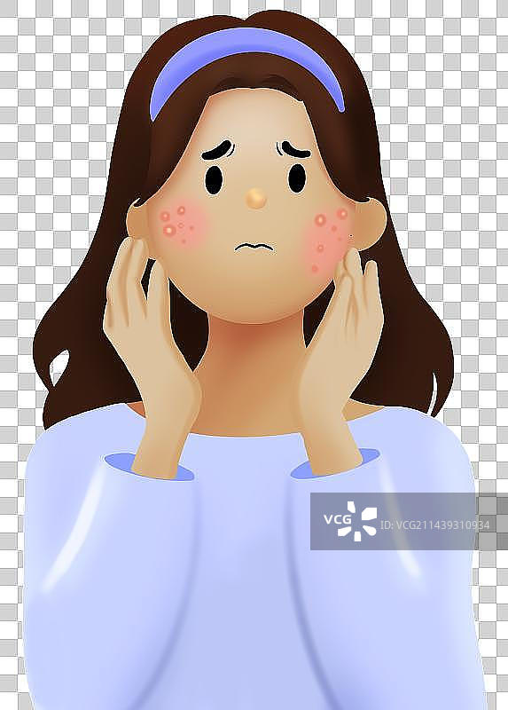 女孩长痘痘图片素材