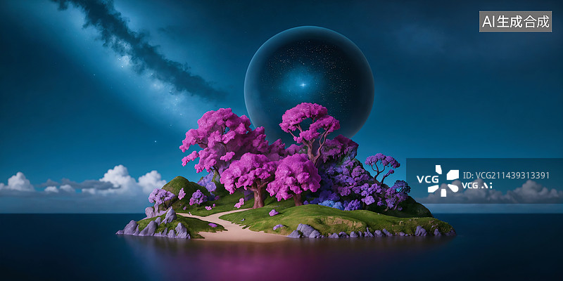 【AI数字艺术】奇幻卡通风海景壁纸图片素材