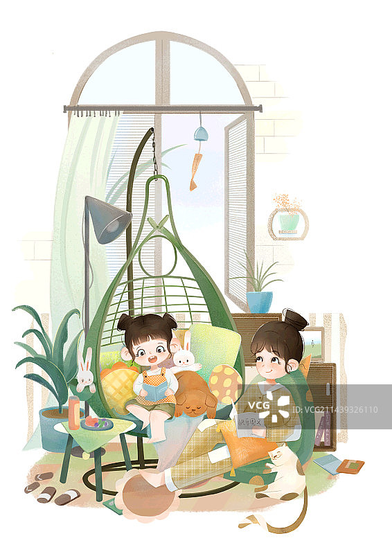 两个人在家的悠闲读书时光图片素材