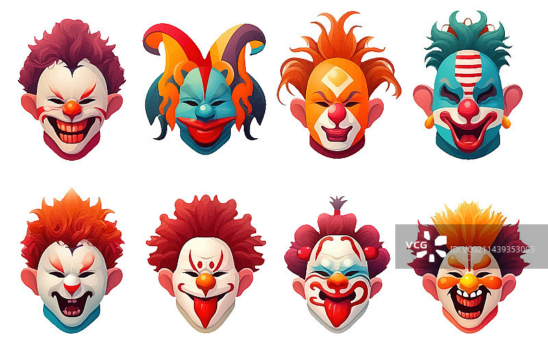 UI设置的令人毛骨悚然的小丑面孔图片素材