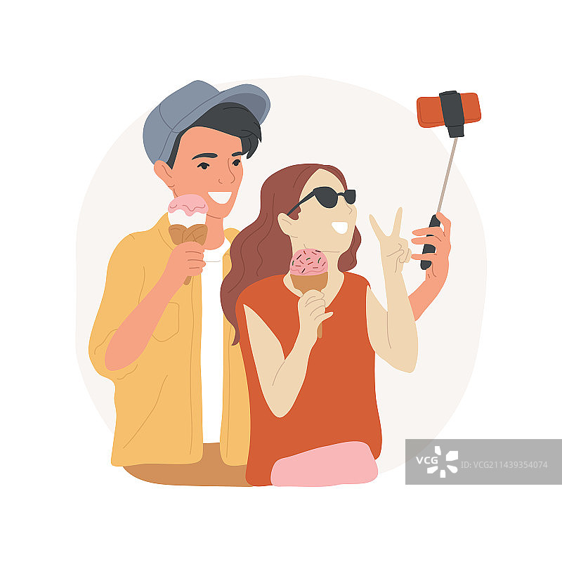 吃冰淇淋的卡通形象（独立）图片素材