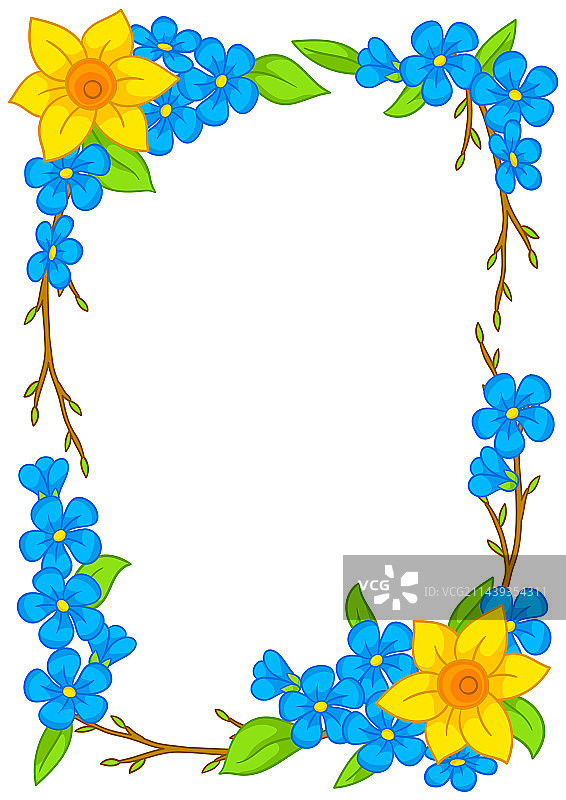 装饰夏季花卉的美丽画框图片素材