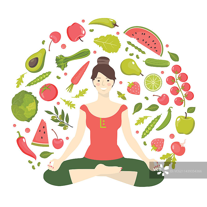 健康食品瑜伽女孩图片素材