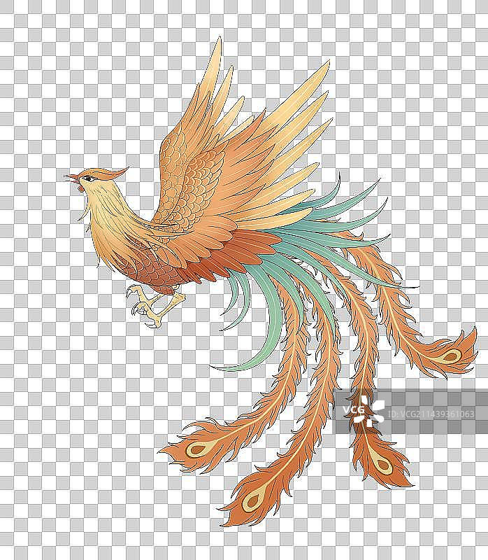 凤凰中国传统文化手绘风格插画元素图片素材