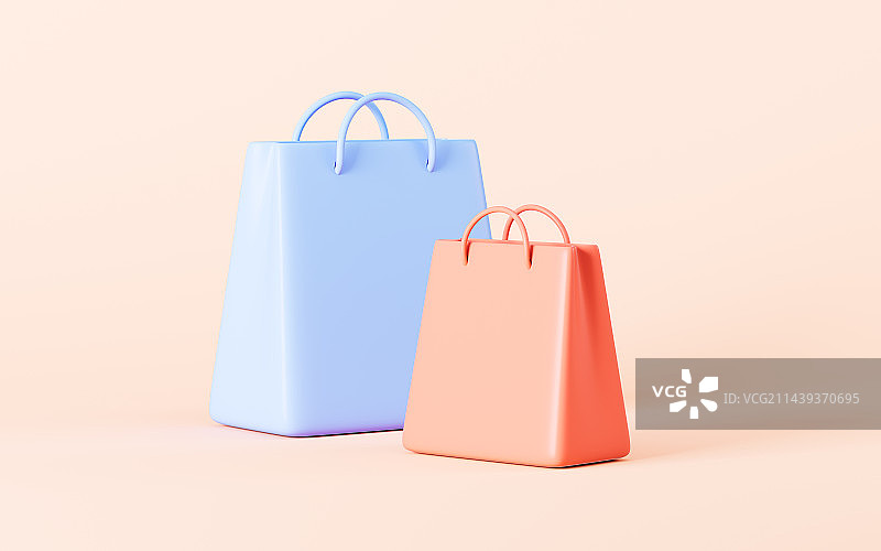 卡通购物袋模型3D渲染图片素材
