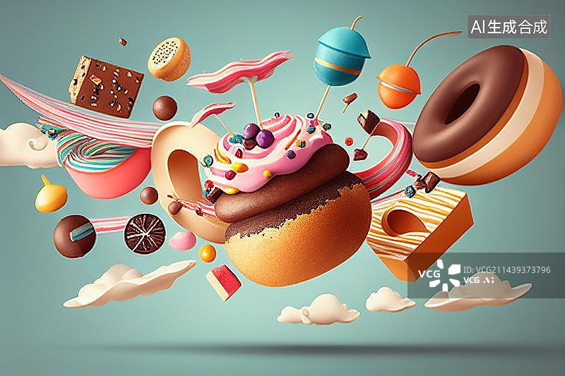 【AI数字艺术】AI生成的插图甜甜圈面包图片素材