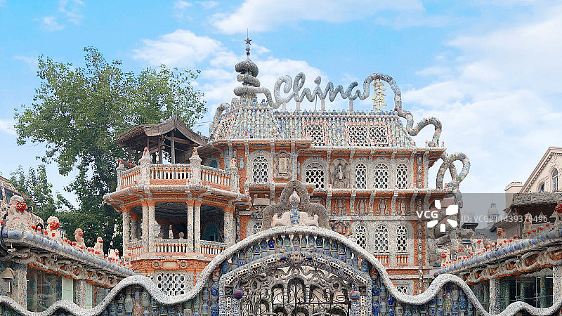 天津瓷房子及其特写图片素材