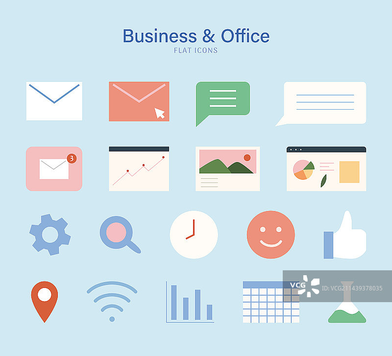 职场工作与线上办公图标集合图片素材