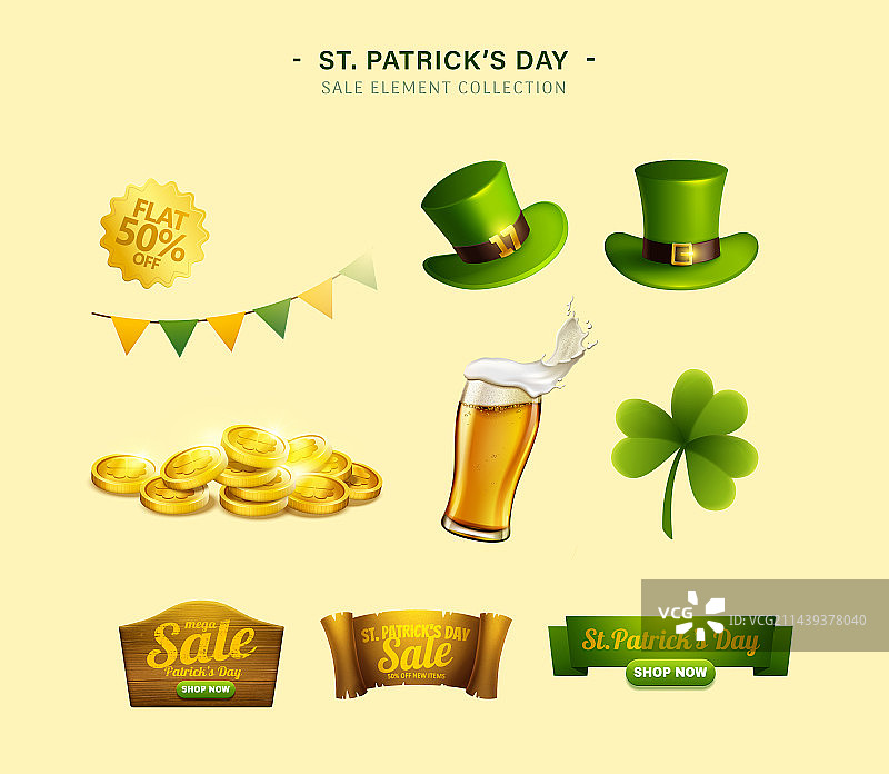 圣帕克里特节促销广告与物品素材集合图片素材
