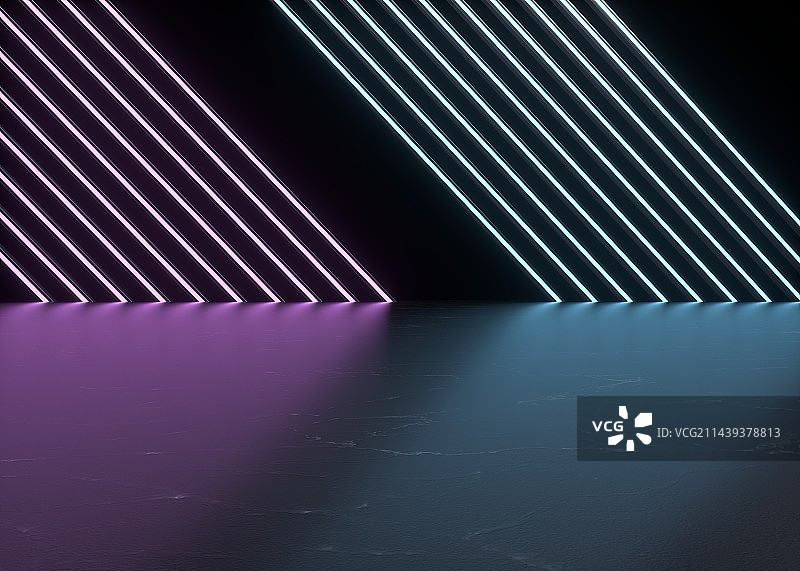 三维渲染霓虹灯室内空间图片素材