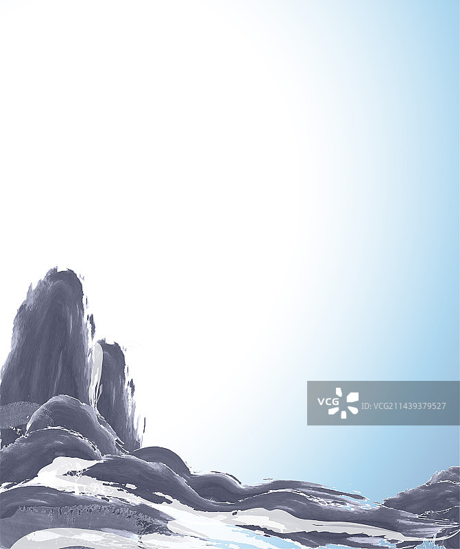 中国风山水水墨画插画图片素材