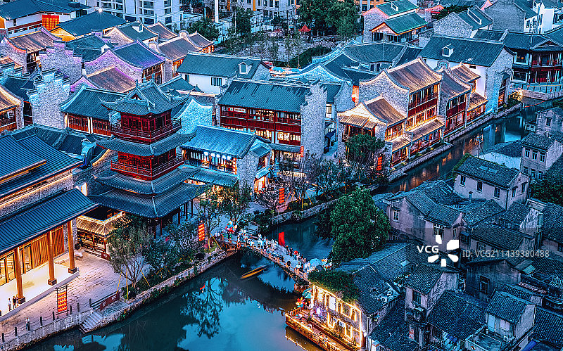 浙江温州水乡梧田老街图片素材