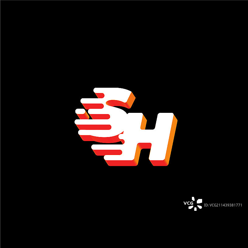 字母SH快速科技现代Logo设计图片素材
