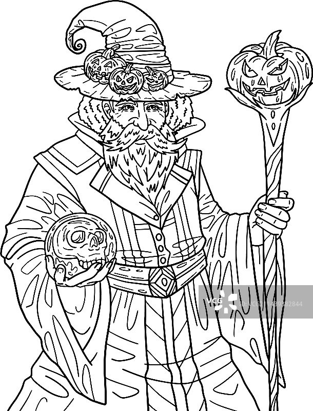 万圣节巫师与南瓜杖图片素材