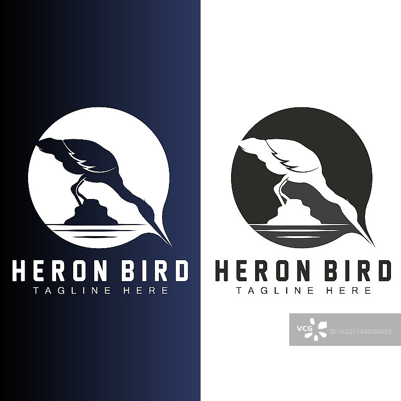 鸟类苍鹭鹳标志设计图片素材