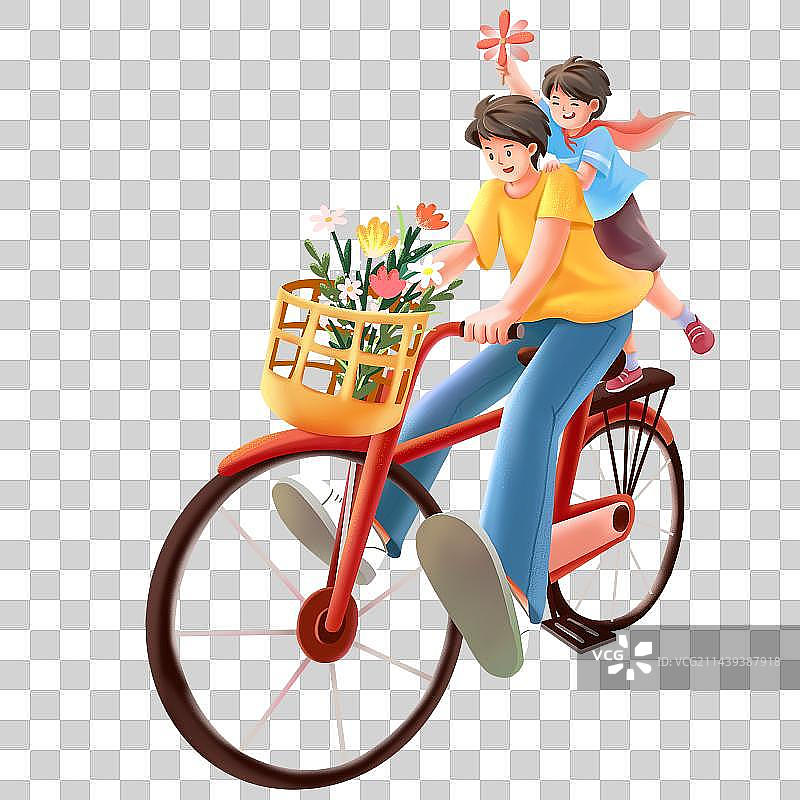 父子游玩插画元素图片素材