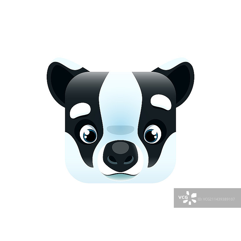 卡通獾卡哇伊方形动物脸肖像图片素材