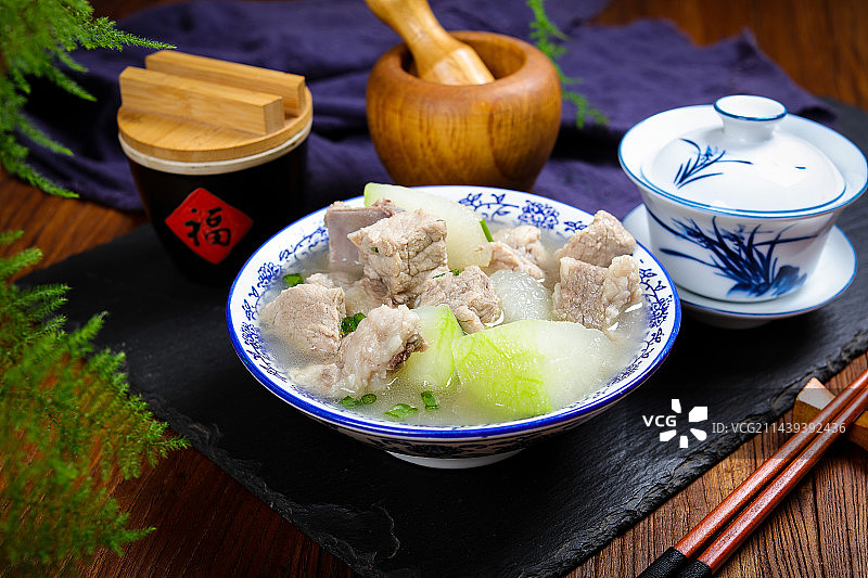 美味家常菜排骨炖冬瓜图片素材