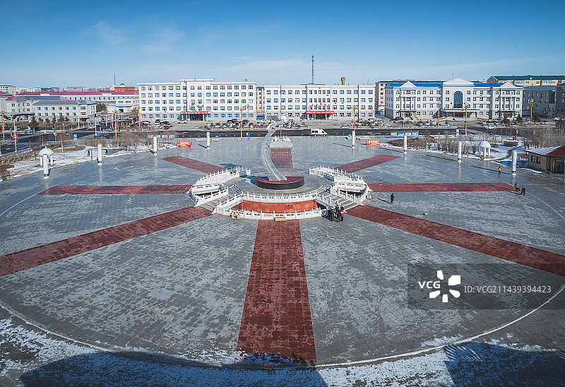 呼伦贝尔市新巴尔虎左旗城市风光航拍图片素材