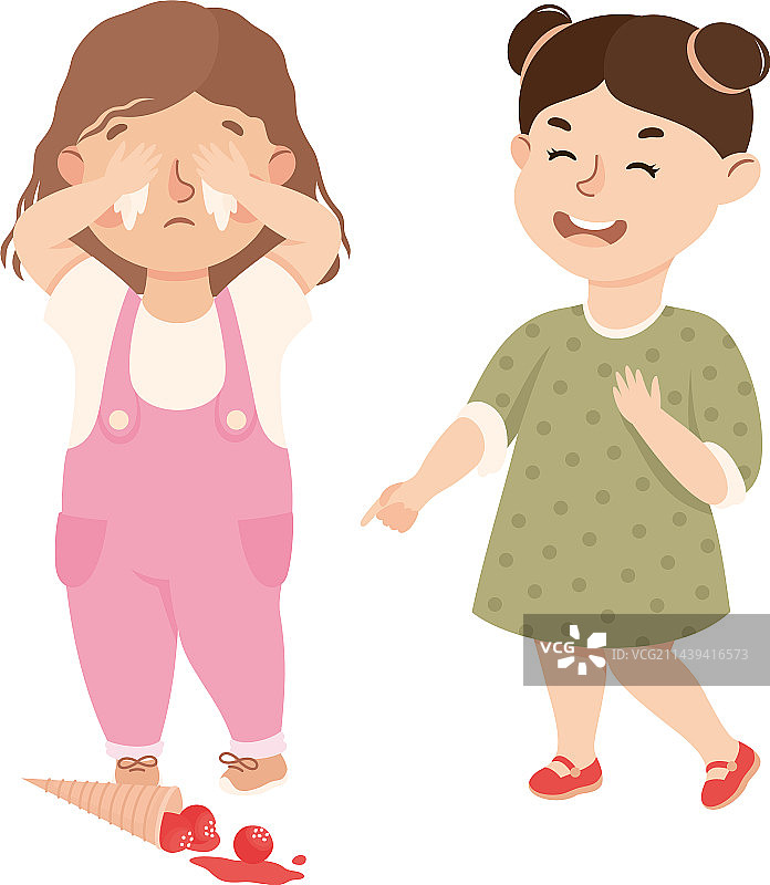 女孩嘲笑戴眼镜的女同学图片素材