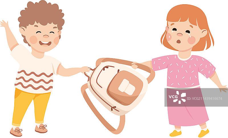 霸凌男孩抢夺背包图片素材