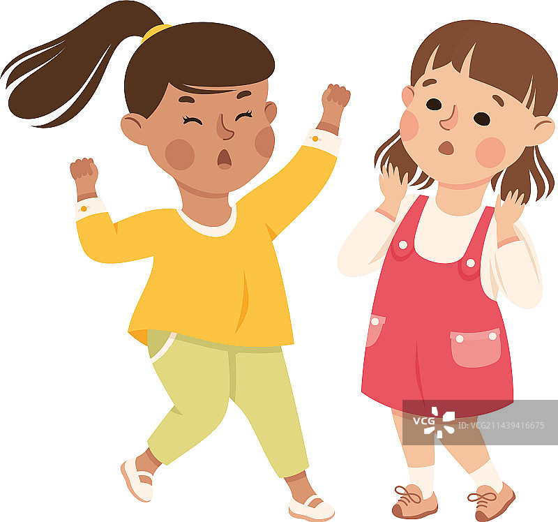 具有攻击性的女孩欺负同学，不良行为图片素材