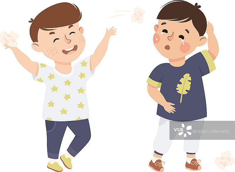 扔纸团的霸凌男孩图片素材