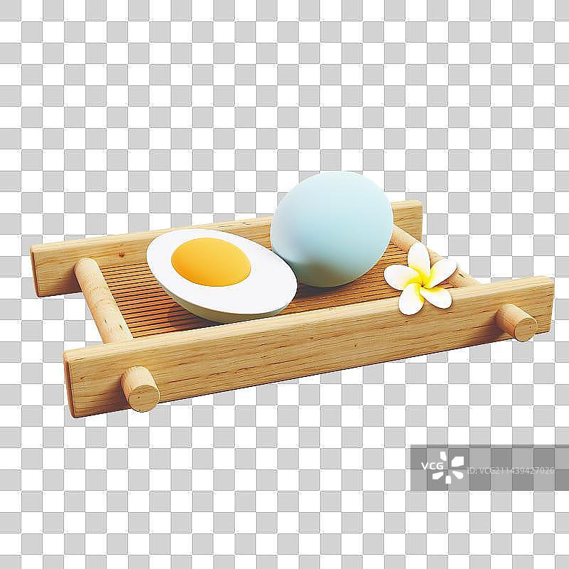 3D立体放在茶垫上的鸡蛋图片素材