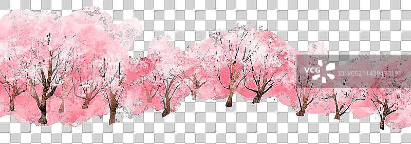 桃花树林插画元素图片素材