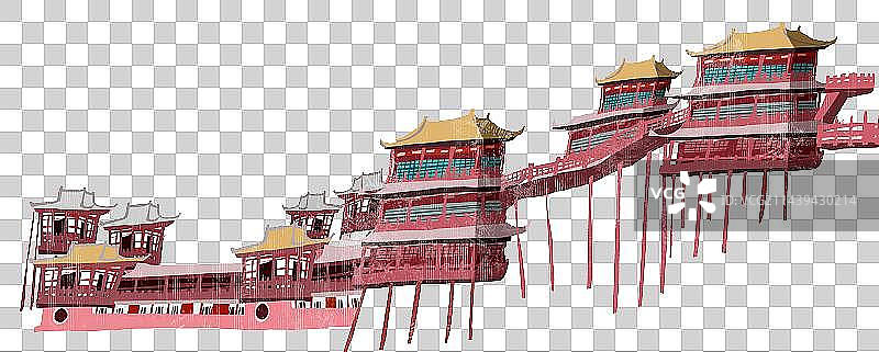 山西恒山悬空寺插画元素图片素材