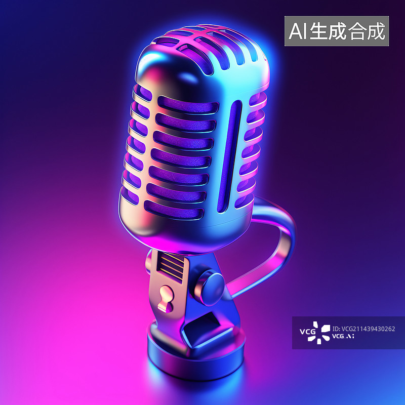 【AI数字艺术】复古银色麦克风特写卡拉OK背景3d渲染图片素材