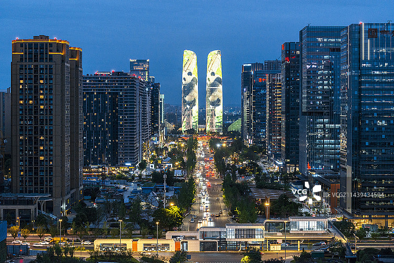 四川成都标志建筑物与熊猫图片素材