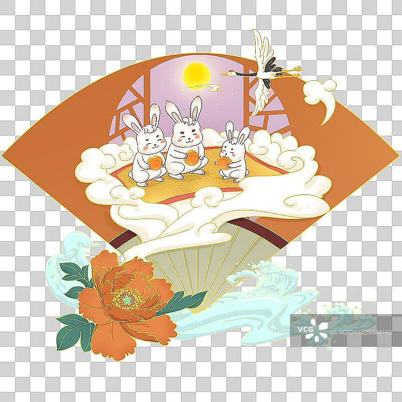中秋节团聚吃月饼图片素材