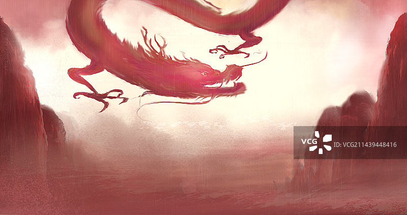 龙游天下红龙搅动江湖插画图片素材