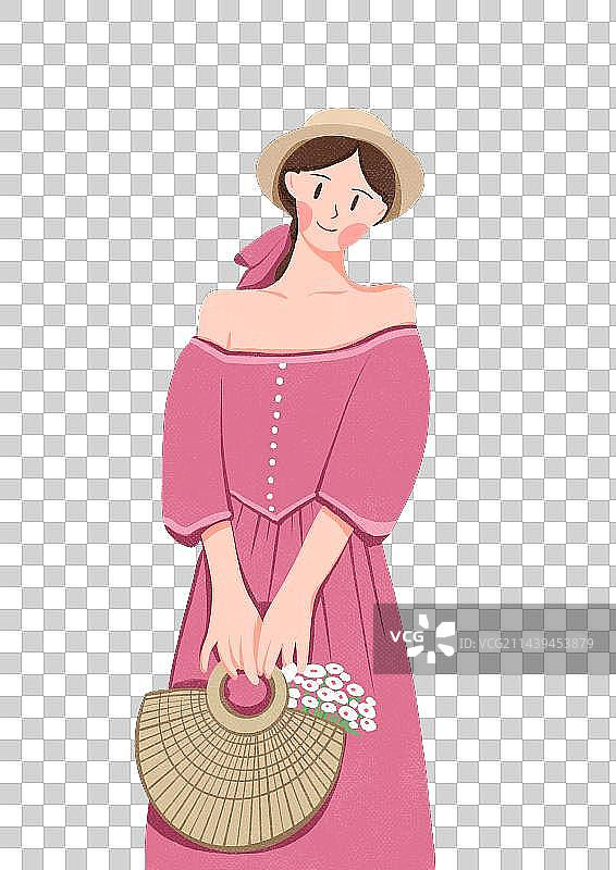 女生清新文艺插画元素图片素材