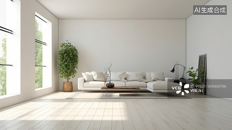 【AI数字艺术】现在住宅房间起居室样板间图片素材