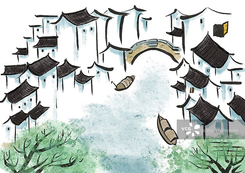 古风江南小景图片素材