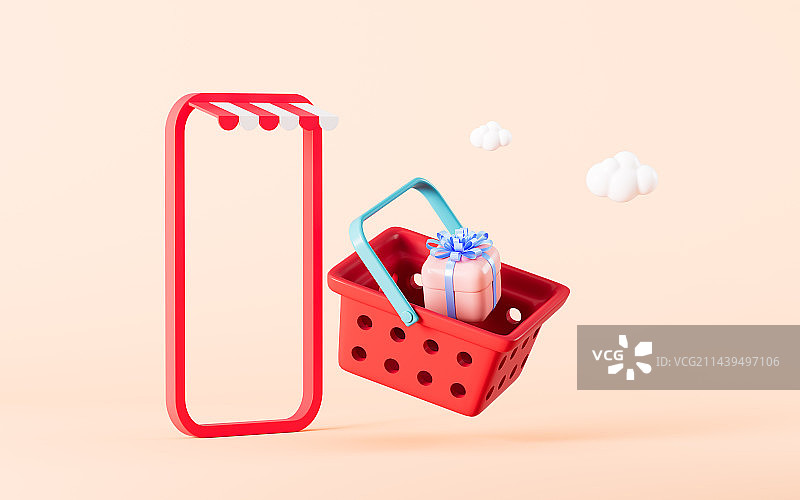 手机与网购主题3D渲染图片素材