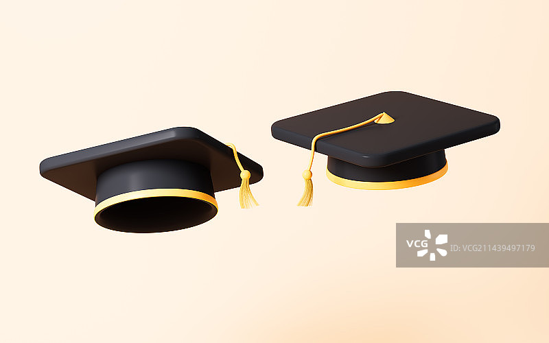 卡通毕业帽3D渲染图片素材