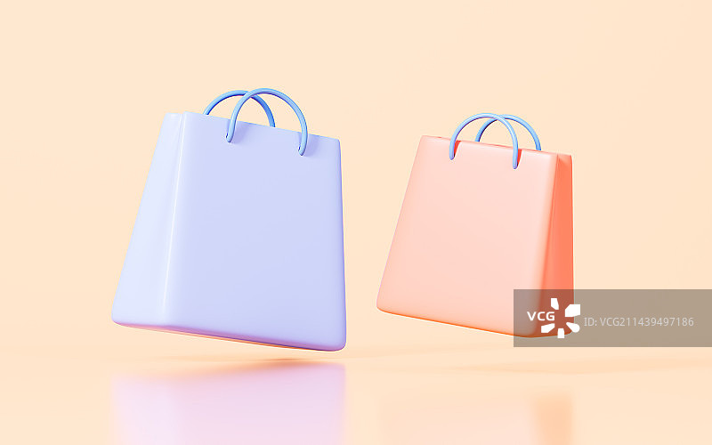 卡通购物袋模型3D渲染图片素材